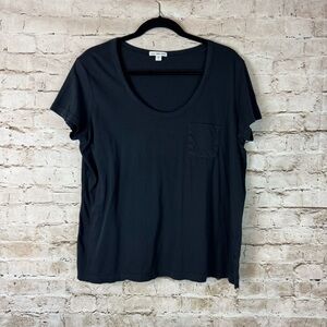 Standard James Perse Women's Size 4 Black Short Sleeve Tee T Shirt Pocket Cotton